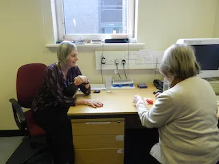 Alison Pattie with participant at testing