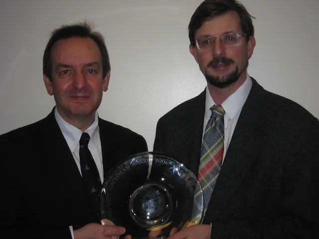 Ian Deary and John Starr receiving the Margaret MacLellan Award in 2006