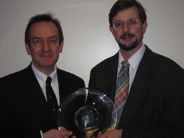 Ian Deary and John Starr receiving the Margaret MacLellan Award in 2006